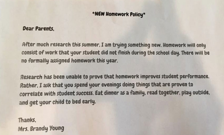 Purpose of no homework policy image